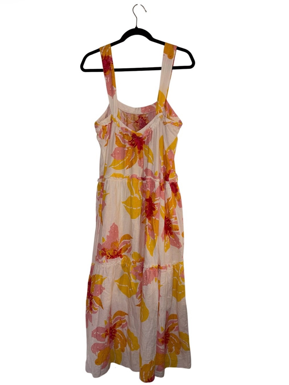 🤍💐EUC Free People “Moonshine Midi Dress” White🤍Pink💗Yellow💛Floral💐Sz Medium - Picture 15 of 15